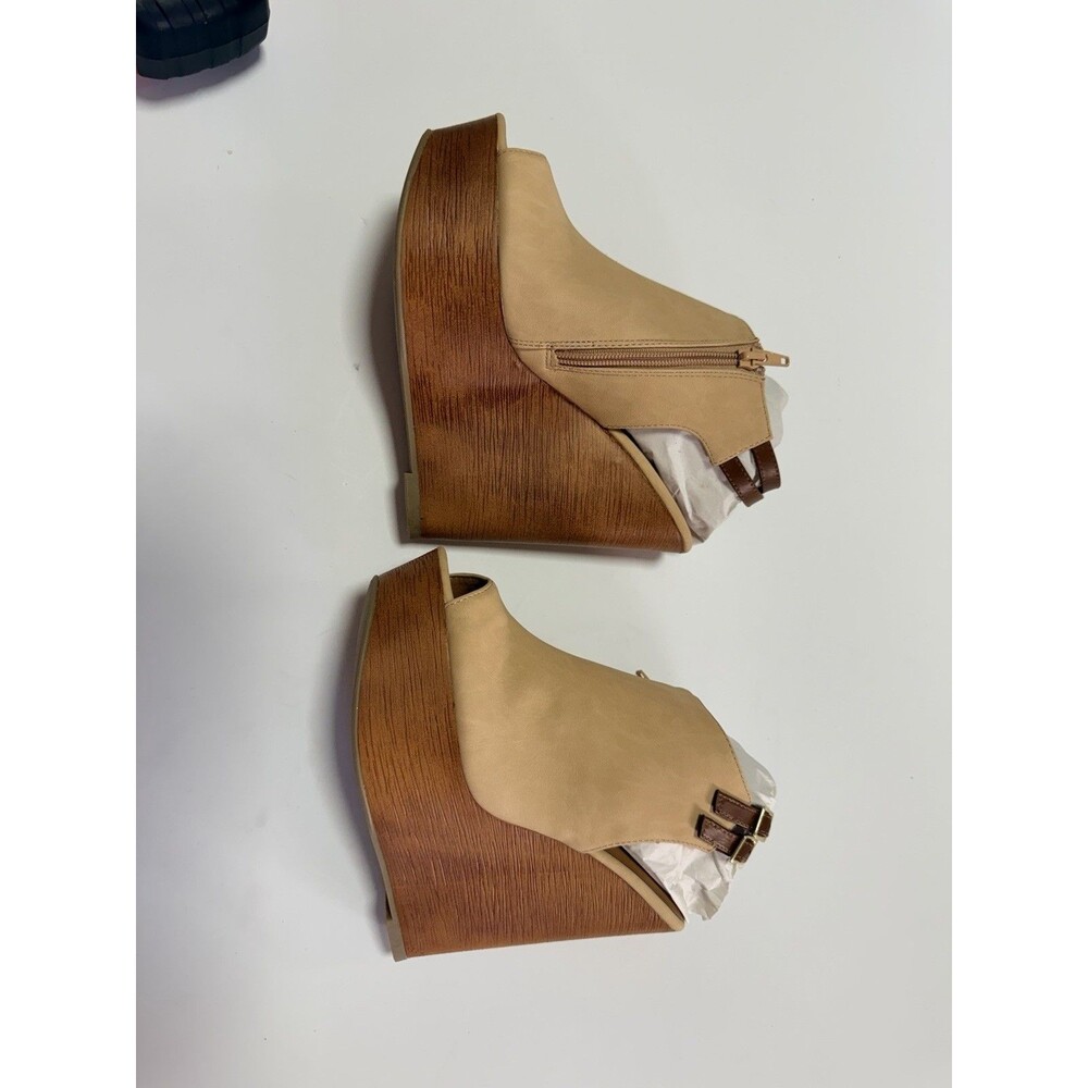 SODA SHOES WOMEN'S WEDGE HEEL REHAN-H,beige Size8 - Picture 10 of 14